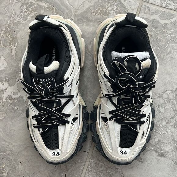 Balenciaga Track Sneakers, White/Black, Extra Shoe Laces, Size, EU34 US4 - Picture 7 of 16